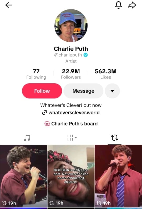 Charli Puth TikTok
