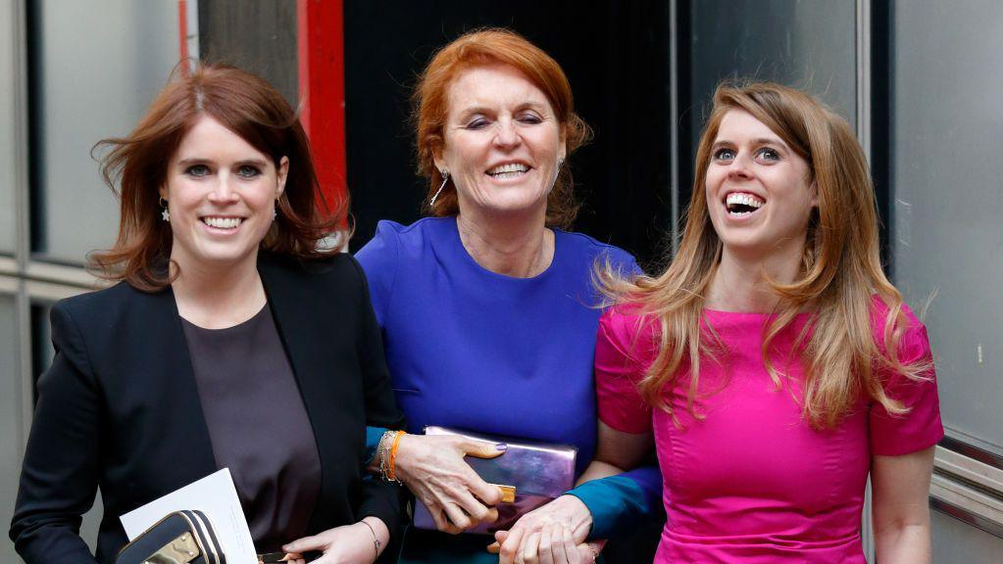 Sarah Ferguson with Princess Beatrice and Princess Eugenie