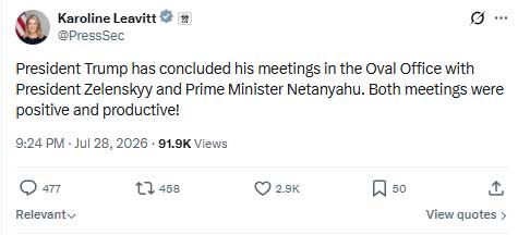 Trump, Netanyahu hold ‘productive’ White House meeting amid Iran tensions