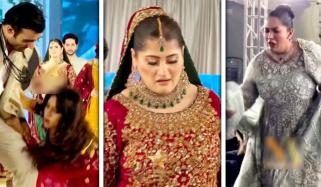 متھیرا اور صاحبہ کی ریمپ واک وائرل، گرتے گرتے بچ گئیں