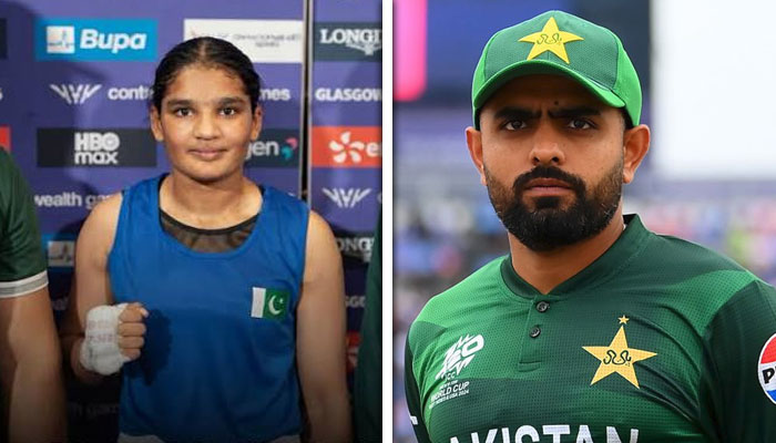 بابر اعظم کی باکسر فاطمہ زہرا کو کانسی کا تمغہ جیتنے پر مبارکباد