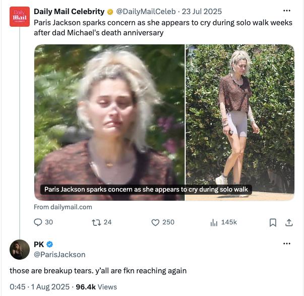 Paris Jackson breaks her silence on calling off wedding to Justin Long