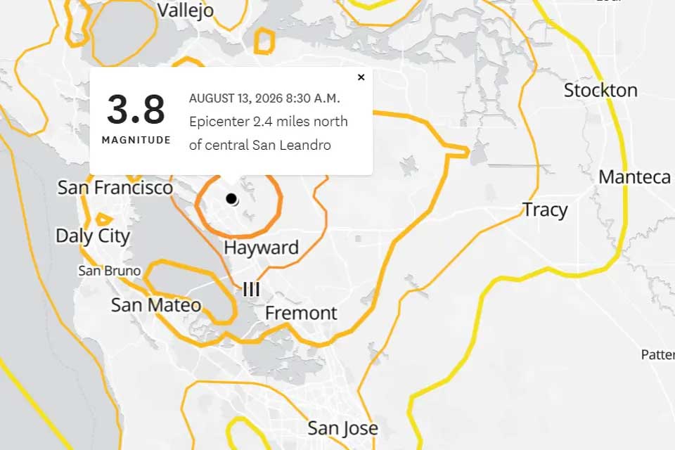 3.8 magnitude earthquake hits San Leandro, aftershocks rattle Bay Area