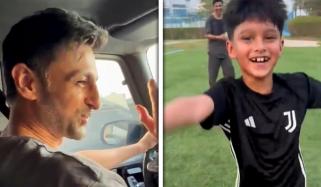 شعیب ملک کے بیٹے اذہان کا والد کو فٹبال چیلنج، ویڈیو وائرل