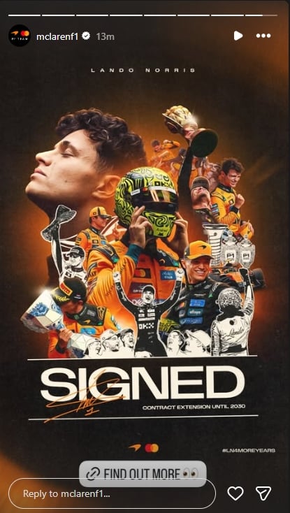 Lando Norris extends McLaren contract for four years, secures surprising gift