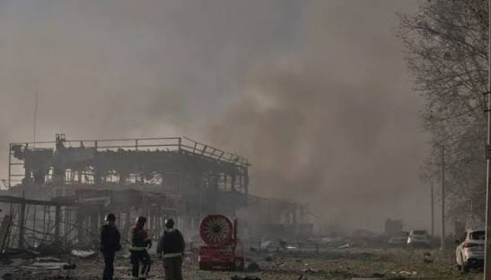 Russian strike triggers explosive warehouse blast
