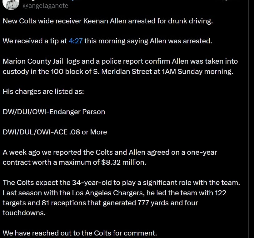 Keenan Allen arrested