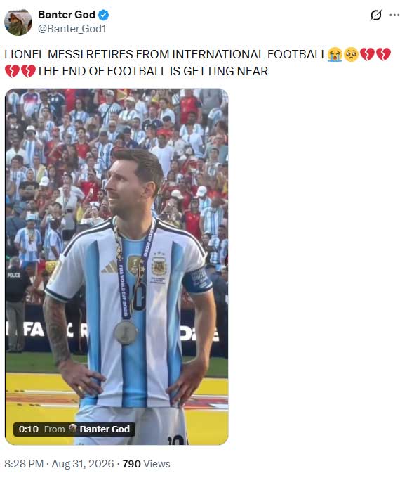 Lionel Messi’s retirement sparks emotional reactions from fans and football stars