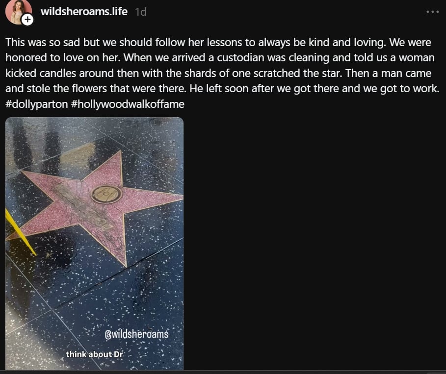 Dolly Partons Hollywood Walk of Fame star replaced after disturbing vandalism