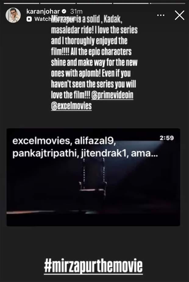 Karan Johar praises Mirzapur: The Movie after theatrical release