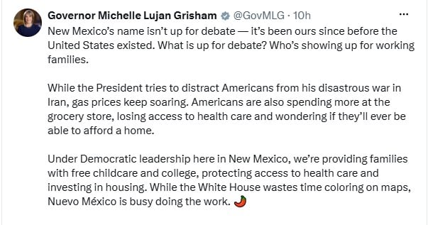 New Mexico governor slams Trump after ‘New America’ AI-video: ‘Distracting from war’