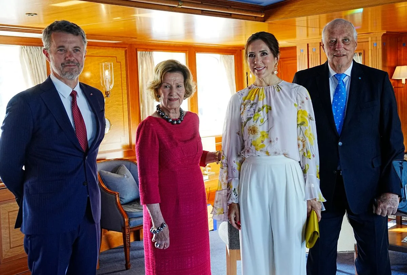 King Frederik X and Queen Mary of Denmark with King Harald V and Queen Sonja of Norway