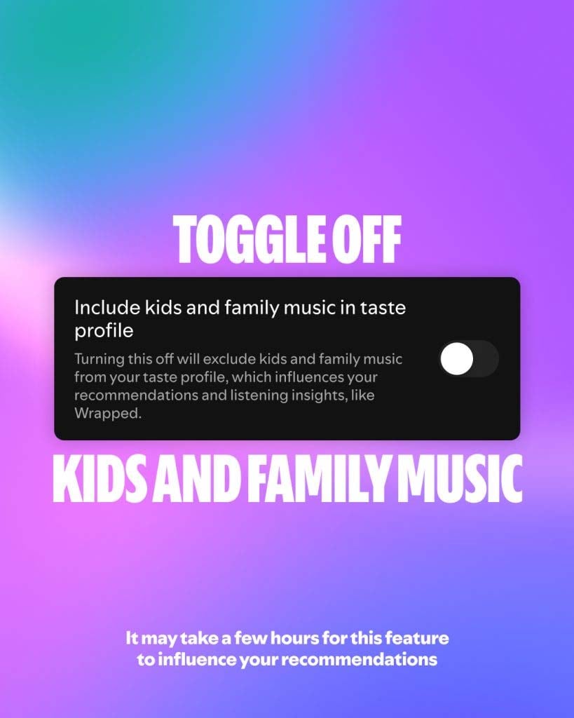 Spotify lets parents exclude kids’ music from Discover Weekly and Wrapped