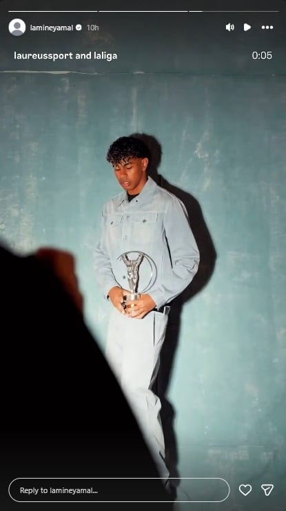 Lamine Yamal shows off Sportsperson of the Year award ahead of Ballon dOr awards