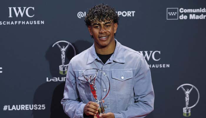 Lamine Yamal shows off Sportsperson of the Year award ahead of Ballon dOr awards