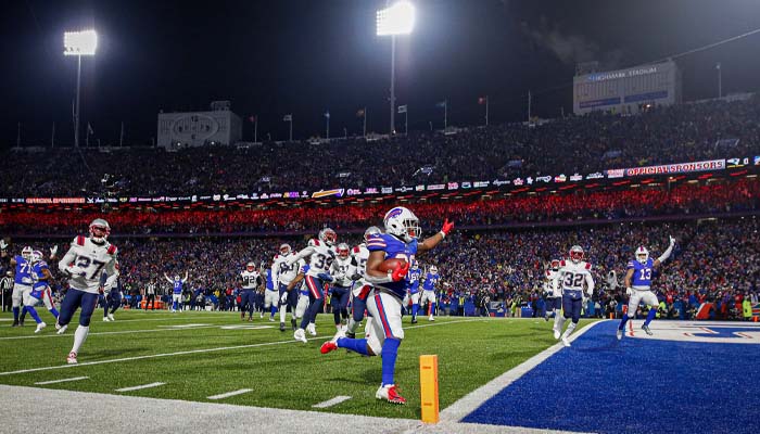 Bills’ new Highmark Stadium era begins with fireworks, big win over Lions