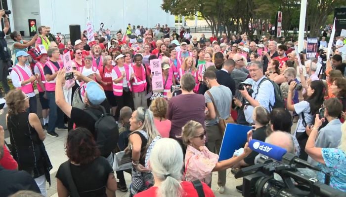 Thousands gather in Washington over concerns about Kennedy Center’s future