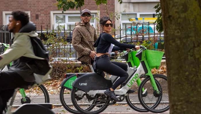Lewis Hamilton keeps paparazzi at bay during bike outing with Kim Kardashian