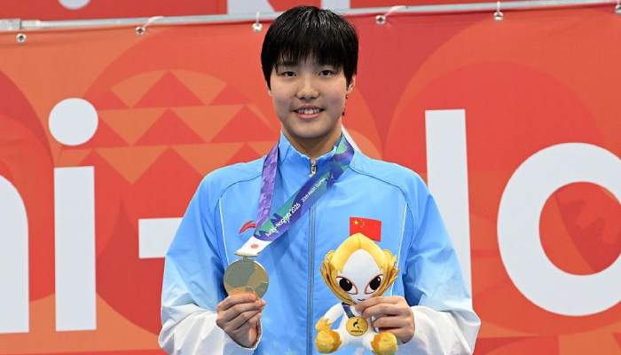 China’s 13-year-old Yu shatters games record in golden Asian Games debut