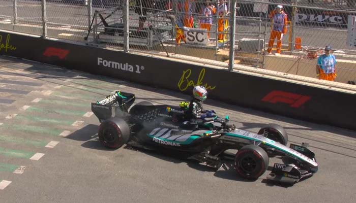 Antonelli suffers smoky setback in Baku as Russell leads Mercedes charge