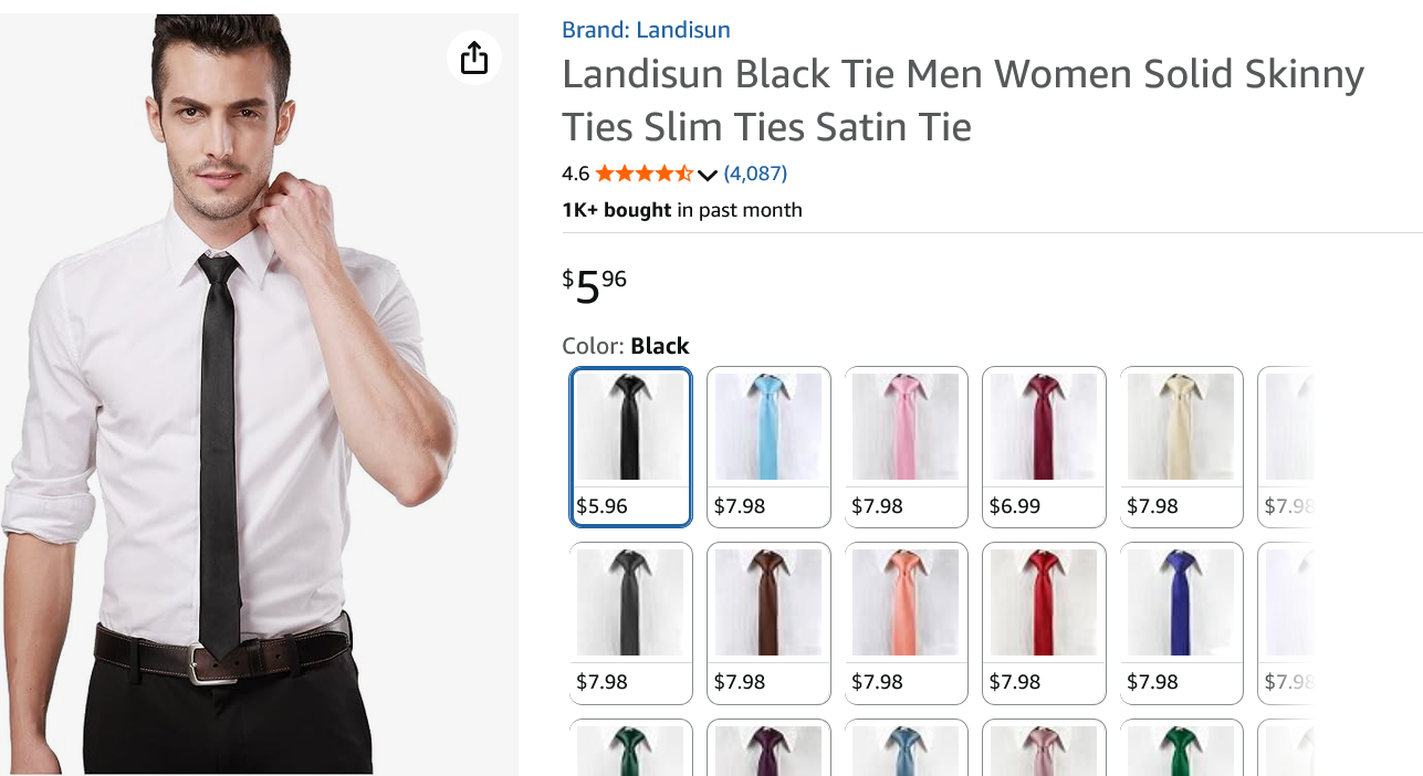 Black Slim Tie