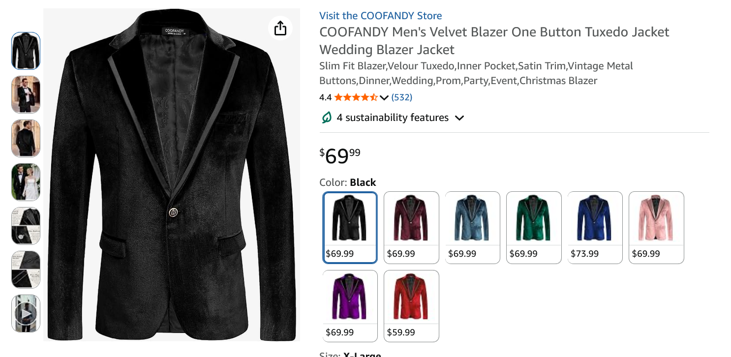Fitted Black Velvet Blazer