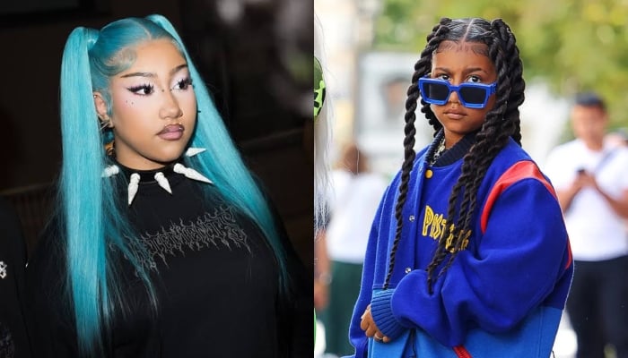 Everything about North Wests fake piercings, long blue hair and cyberpunk fashion