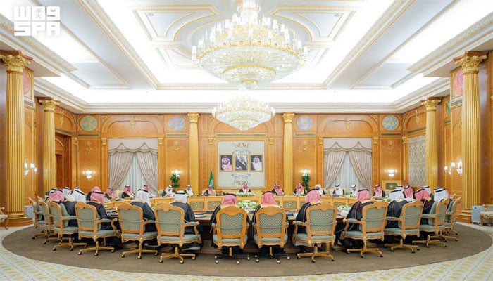 سعودی کابینہ اجلاس کا ایک منظر(تصویر سوشل میڈیا)۔