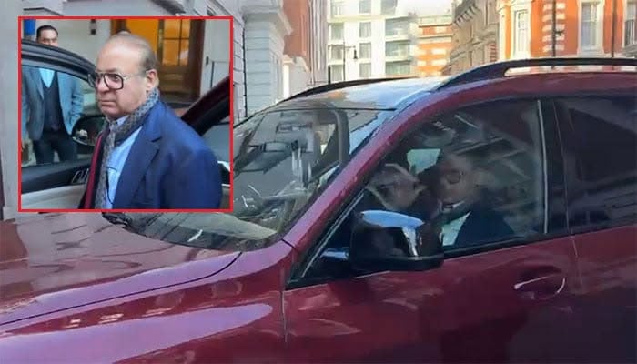 لندن: ایون فیلڈ کے باہر نواز شریف کی گاڑی کے شیشے توڑ دیے گئے